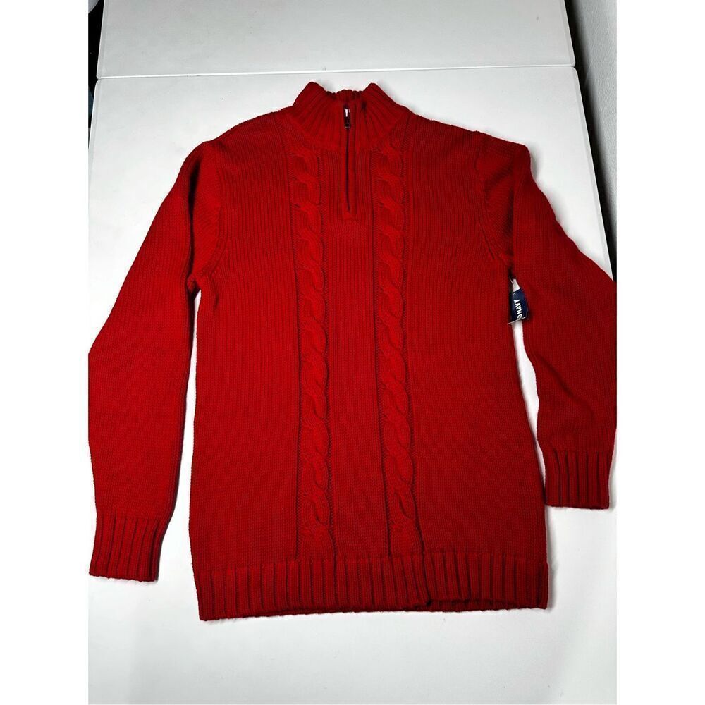 NWT Old Navy Kids Cotton Cable Knit 1/4 Zip Red Sweater Size XL (14-16)